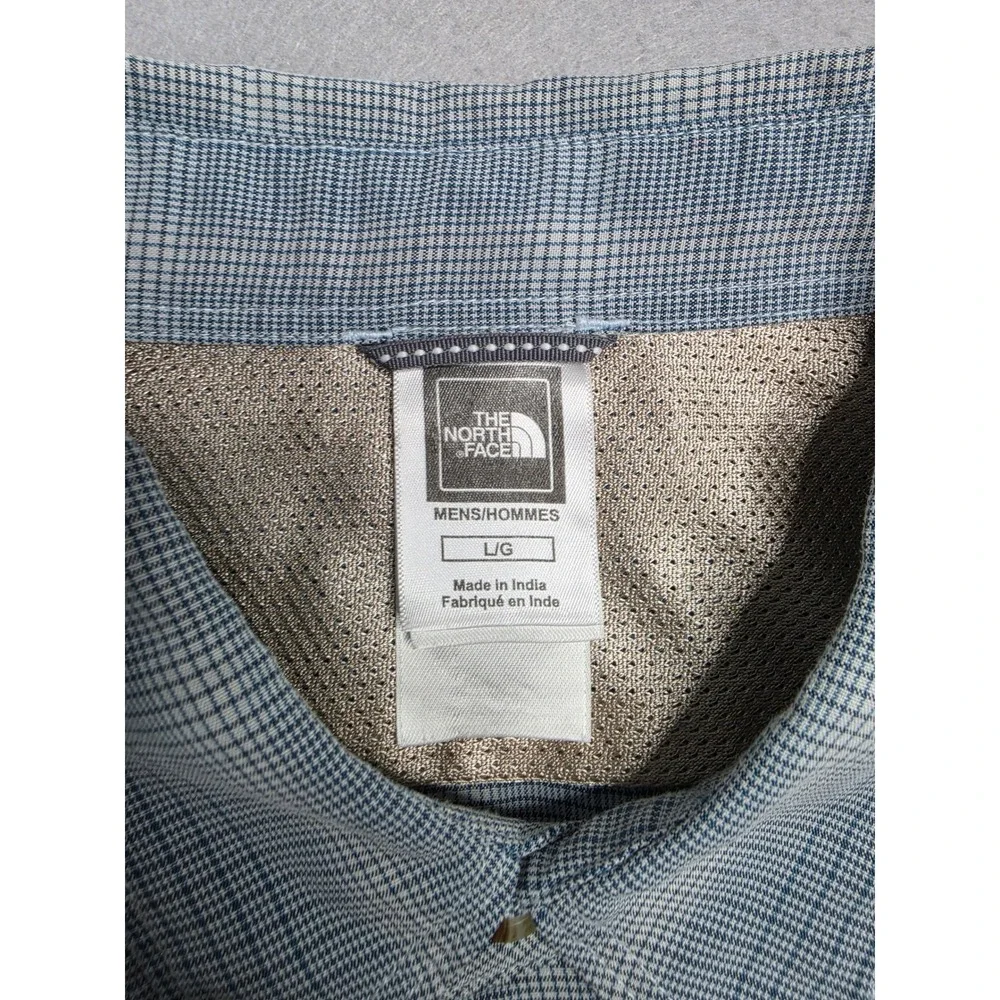 The North Face Shirt Mens Large Blue Plaid Pocket Short Sleeve Button-Up Outdoor